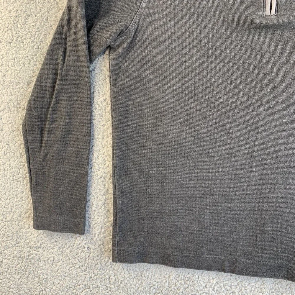 Banana Republic Sweater Mens Medium Gray Birdseye 1 Waffle Knit Pullover 1/4 Zip